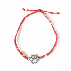 ANDREA COGGIOLA JOYAS - Pulsera Cordón Roja Huella Gato Plata Fina 925