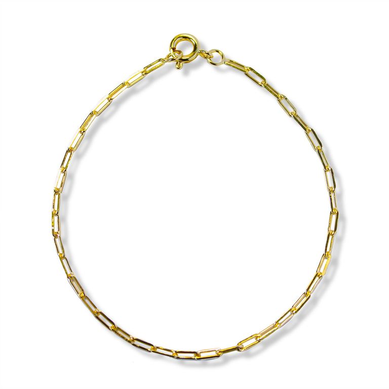 Pulsera Eslabon Alargado Enchapado Oro 18K Dorado TALLA UNICA