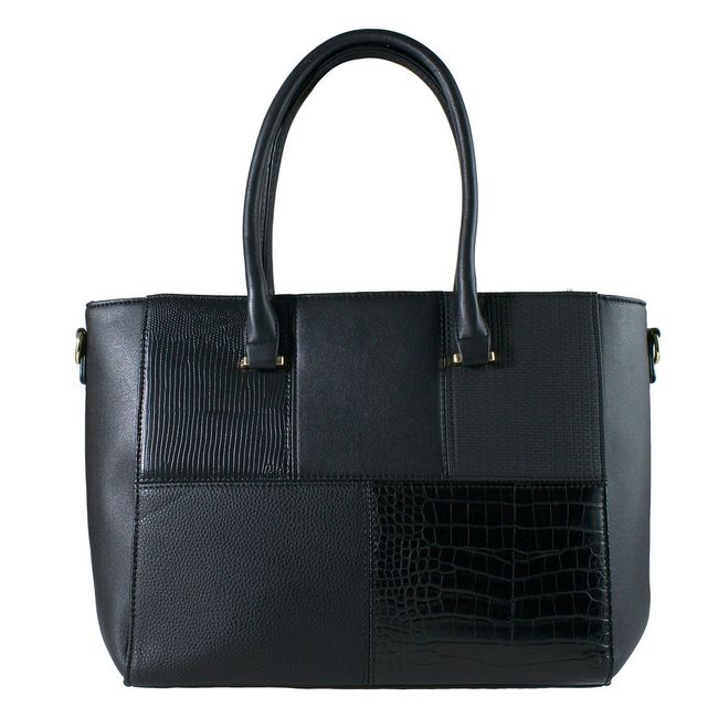 MAILEA - Cartera ecocuero rigida patch para mujer negro