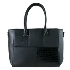 MAILEA - Cartera ecocuero rigida patch para mujer negro