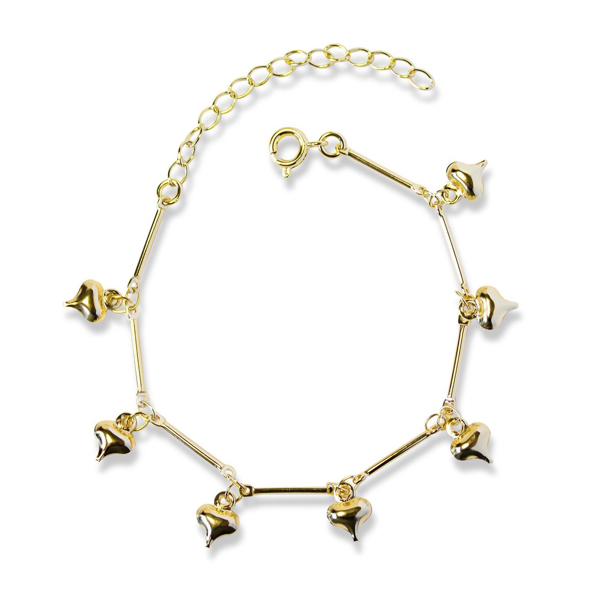 COGGIOLA - Pulsera Palito 7 Corazones Enchapado Oro 18K
