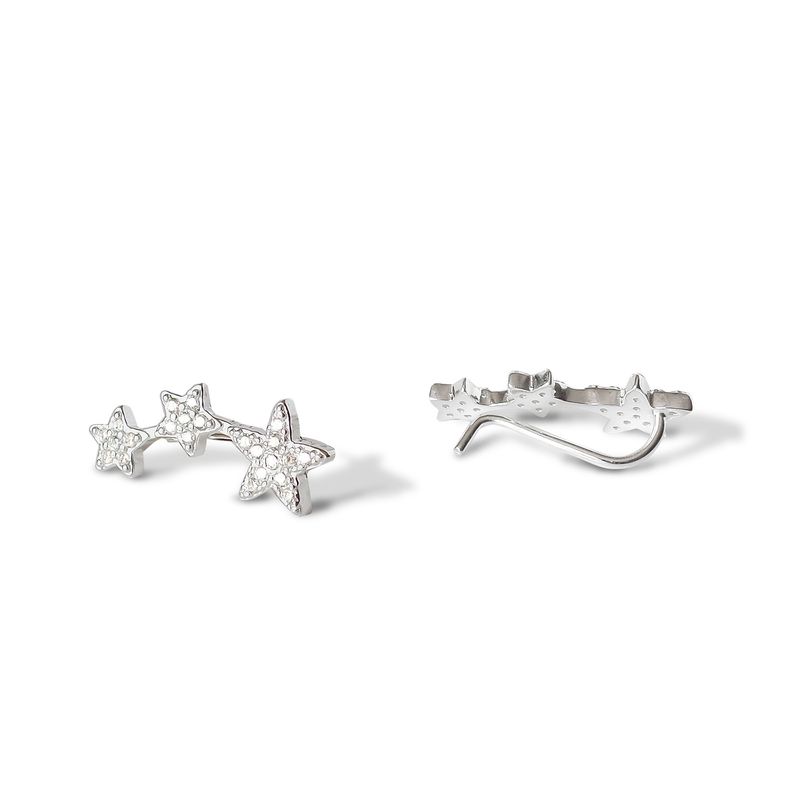 ANDREA COGGIOLA JOYAS - Aros Trepadores 3 Estrella Circón Plata Fina 925