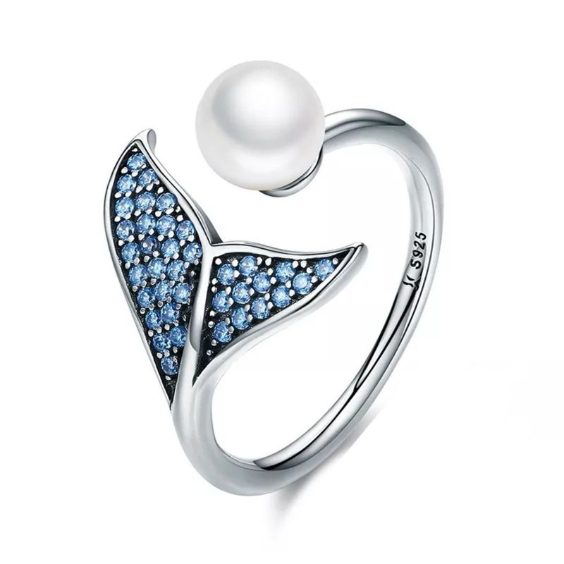 GENERICO - Anillo cola de ballena plata 925 ajustable mujer regalo joya