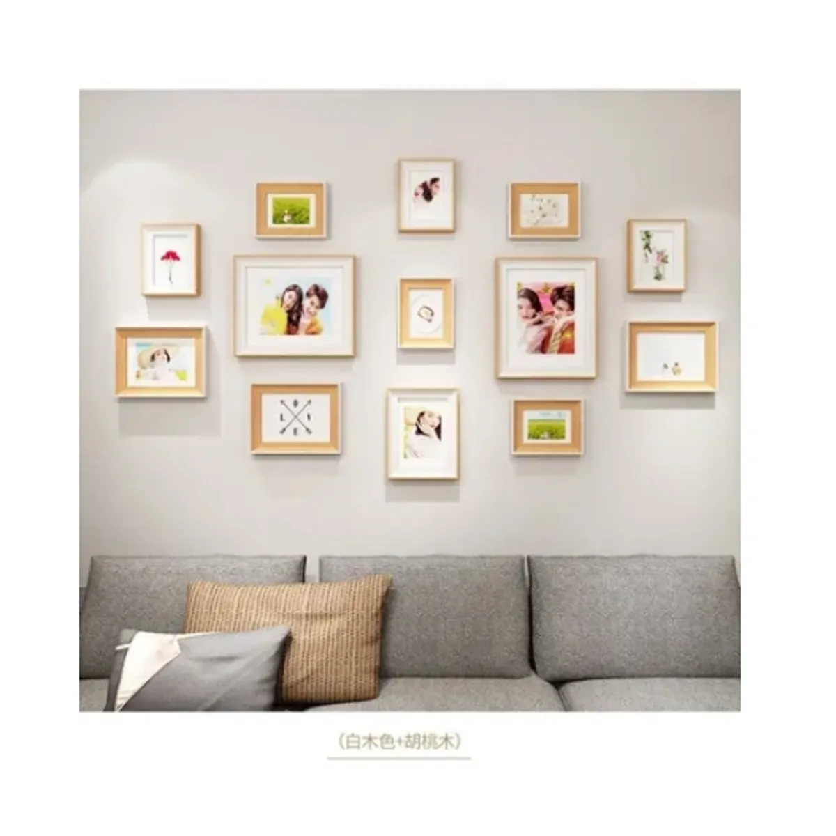 ESHOPANGIE - Set Marcos Foto Decorativo Pared 13 Piezas BLANCO + BEIGE