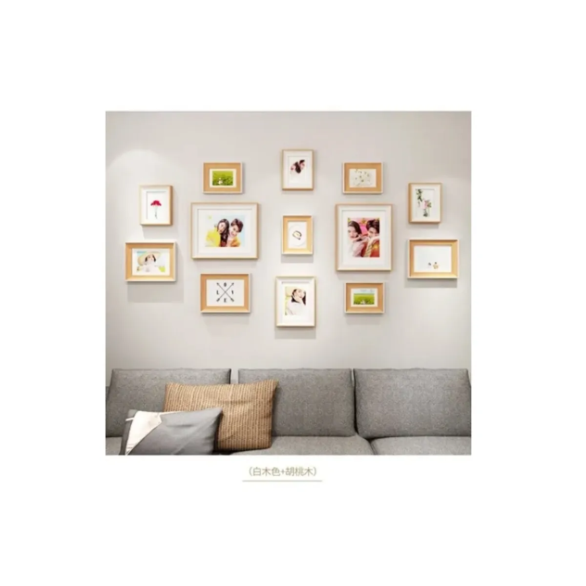 ESHOPANGIE - Set Marcos Foto Decorativo Pared 13 Piezas BLANCO + BEIGE