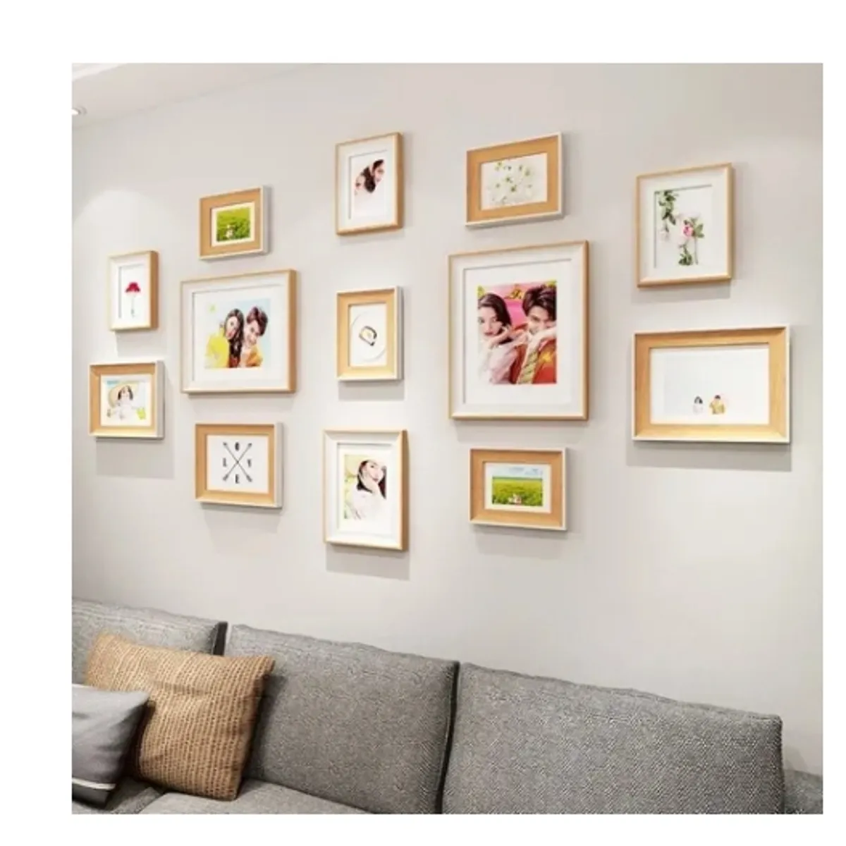 ESHOPANGIE - Set Marcos Foto Decorativo Pared 13 Piezas BLANCO + BEIGE