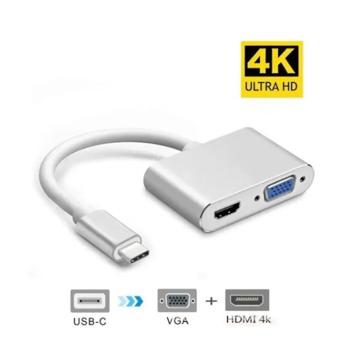 ESHOPANGIE - Adaptador Usb Tipo C A Hdmi Y Vga 4k Para Smartphone Tablets Pcs Obu