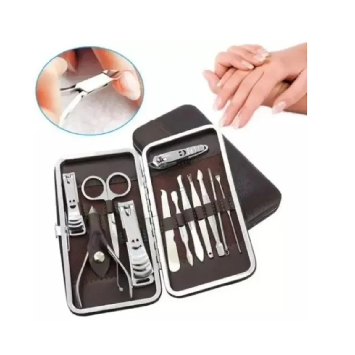 ESHOPANGIE - Estuche 12 Pcs Manicure Pedicure Acero Inoxidable
