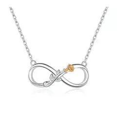 GENERICO - Collar plata 925 infinito rosa joya mujer regalo