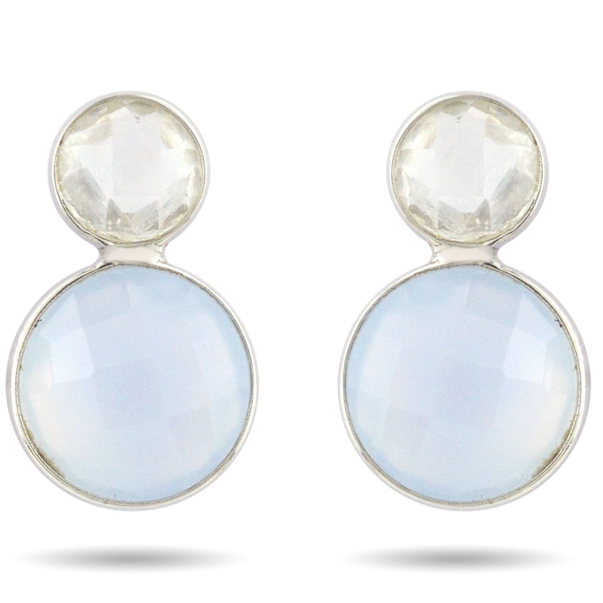 ALYN B JOYAS - Aros Plata Piedra Luna dos colores