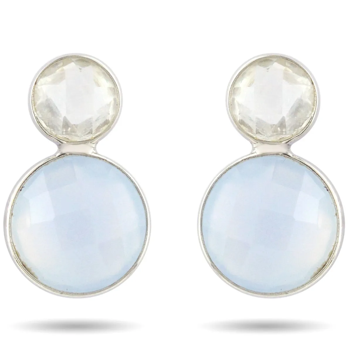 ALYN B JOYAS - Aros Plata Piedra Luna dos colores