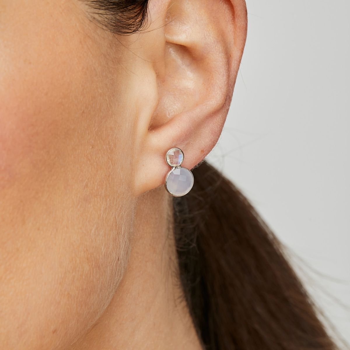 ALYN B JOYAS - Aros Plata Piedra Luna dos colores