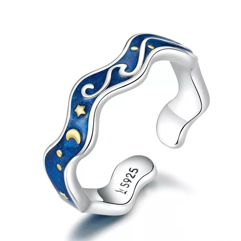 GENERICO - Anillo Van gogh Zig zag plata 925 ajustable mujer joya