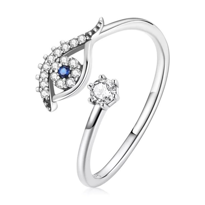 GENERICO - Anillo ojo turco plata 925 ajustable mujer joya