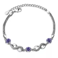 GENERICO - Pulsera infinito amatista juvenil plata 925 mujer regalo