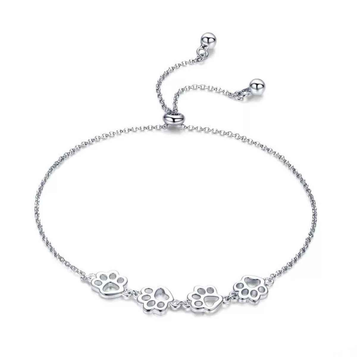 GENERICO - Pulsera huella mascota patitas gato perro plata 925 mujer regalo