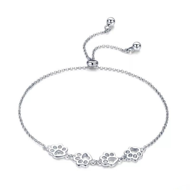 GENERICO - Pulsera huella mascota patitas gato perro plata 925 mujer regalo