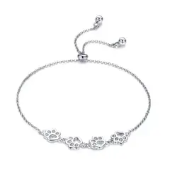 GENERICO - Pulsera huella mascota patitas gato perro plata 925 mujer regalo