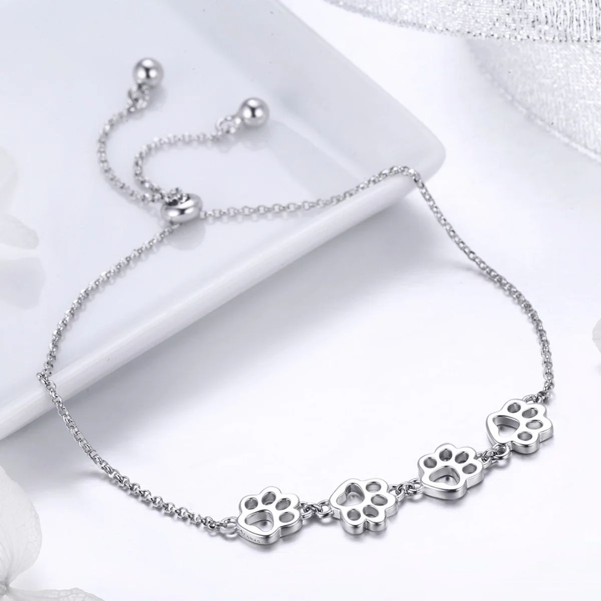 GENERICO - Pulsera huella mascota patitas gato perro plata 925 mujer regalo