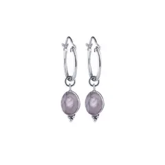 NOMADA SOUL - Argollas plata 925 con un cuarzo rosa colgante