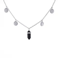 NOMADA SOUL - Collar choker moneditas con piedra Onix