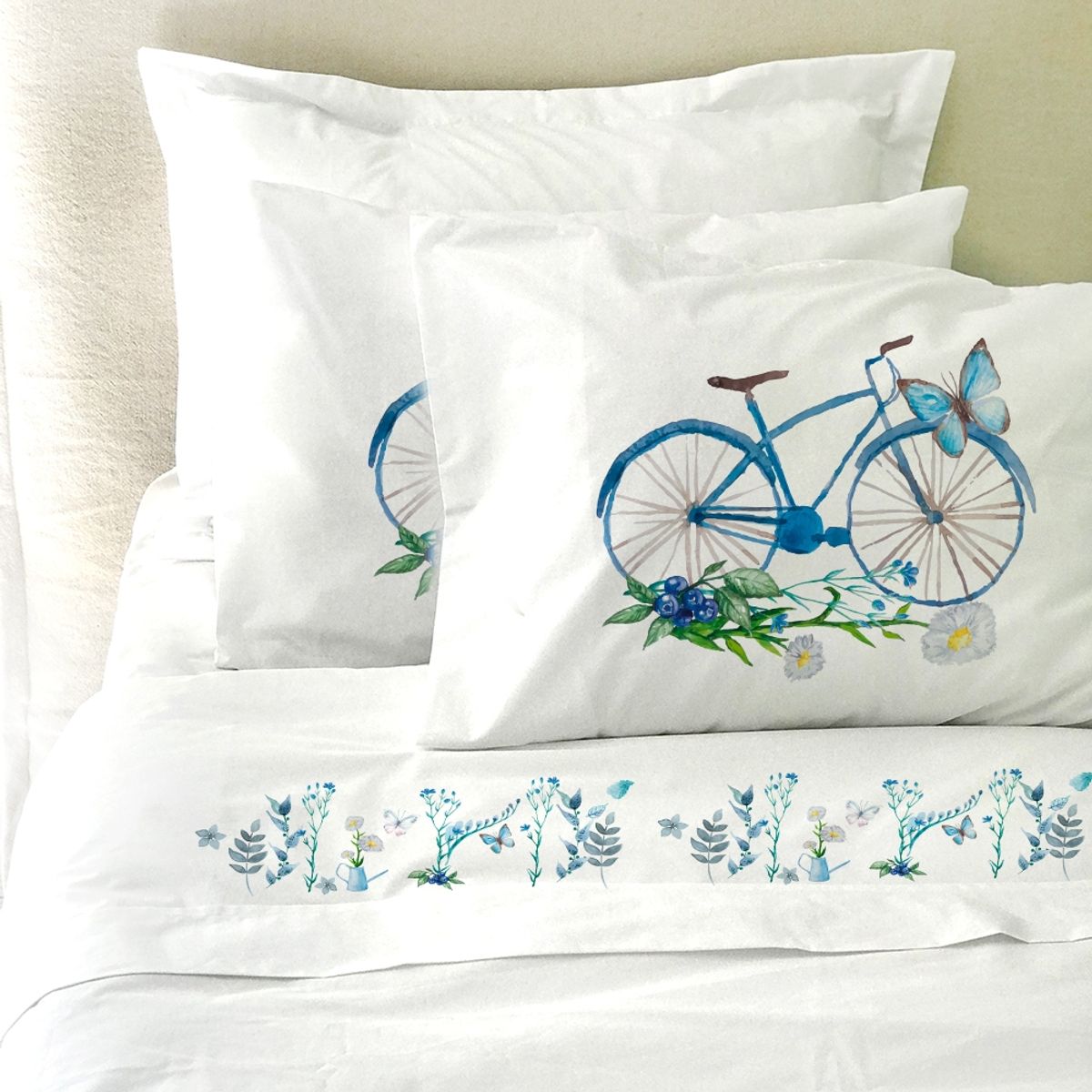 TUYO PRINT - Juego de Sábanas King Bici Azúl -Tuyo Print