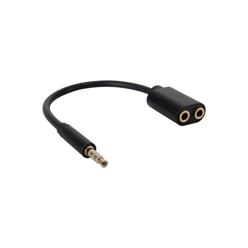 PHILCO - Adaptador de Audio de 3.5 mm a 2 salidas 3.5 mm Audio y Mic - Negro