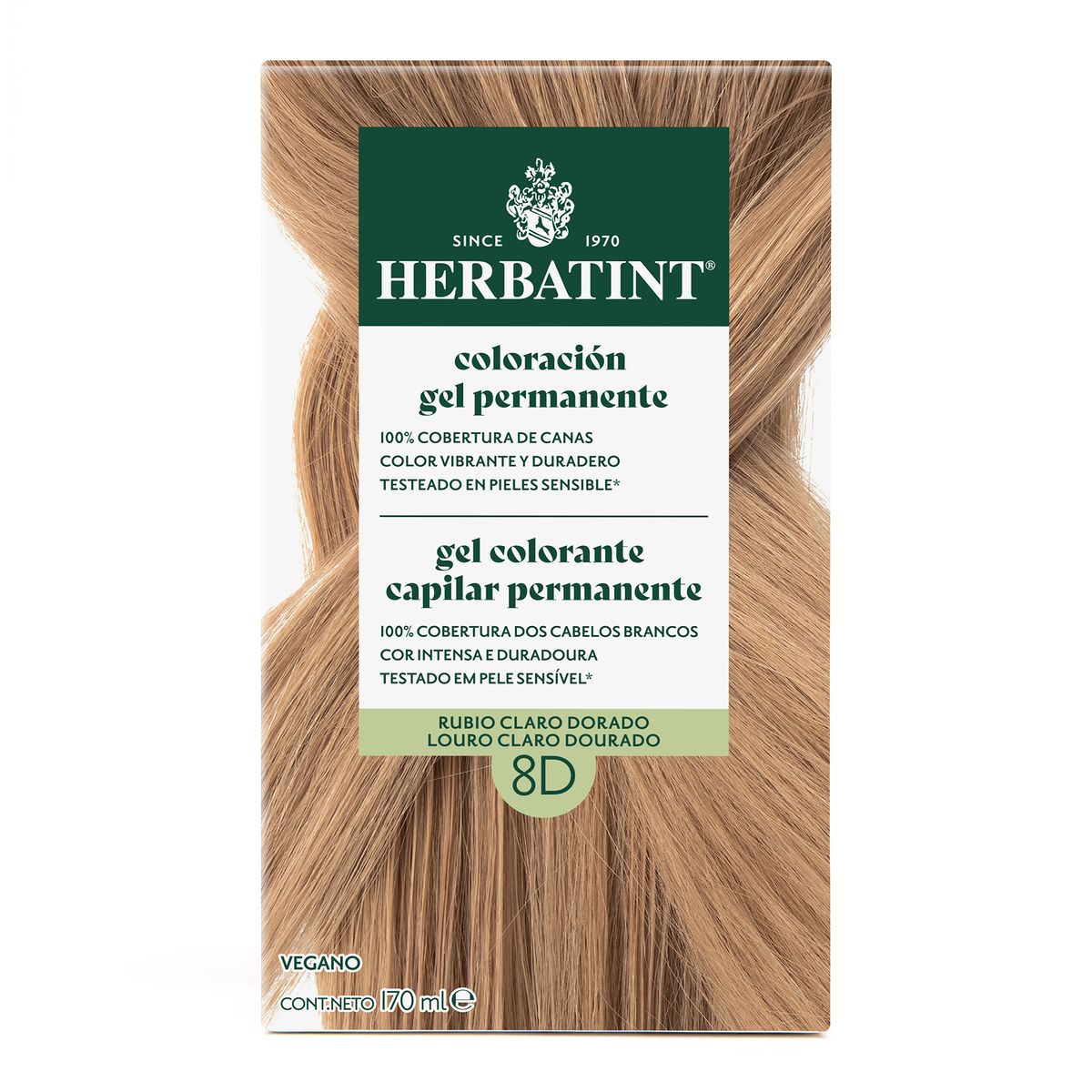 HERBATINT - 8D Rubio Claro Dorado - Tintura Permanente Natural