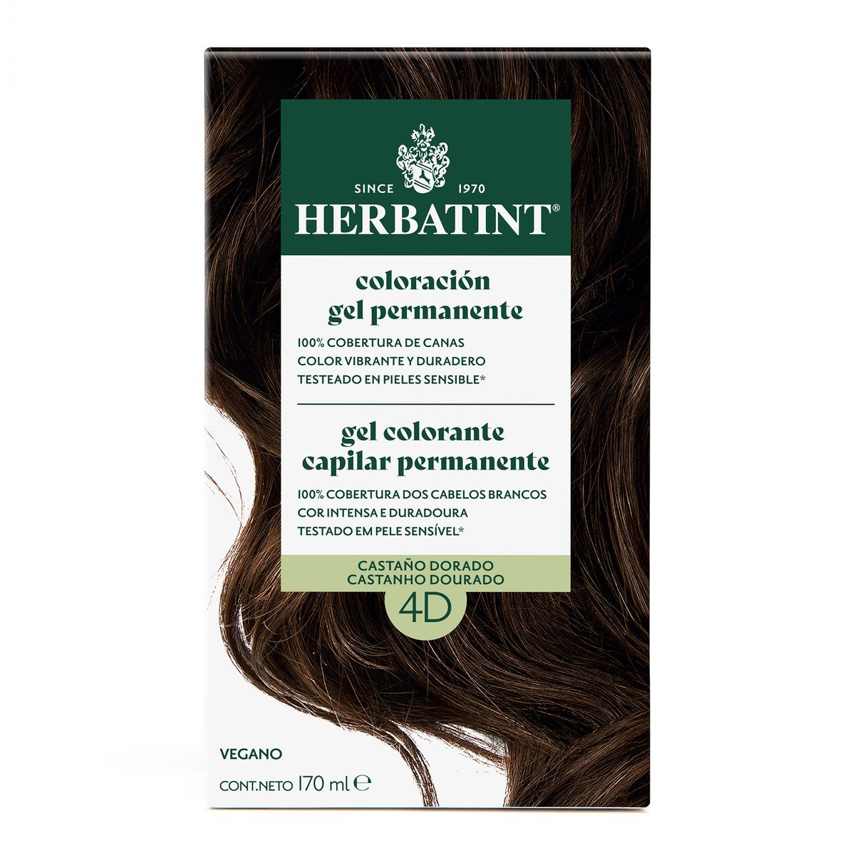 HERBATINT - 4D Castaño Dorado - Tintura Permanente Natural