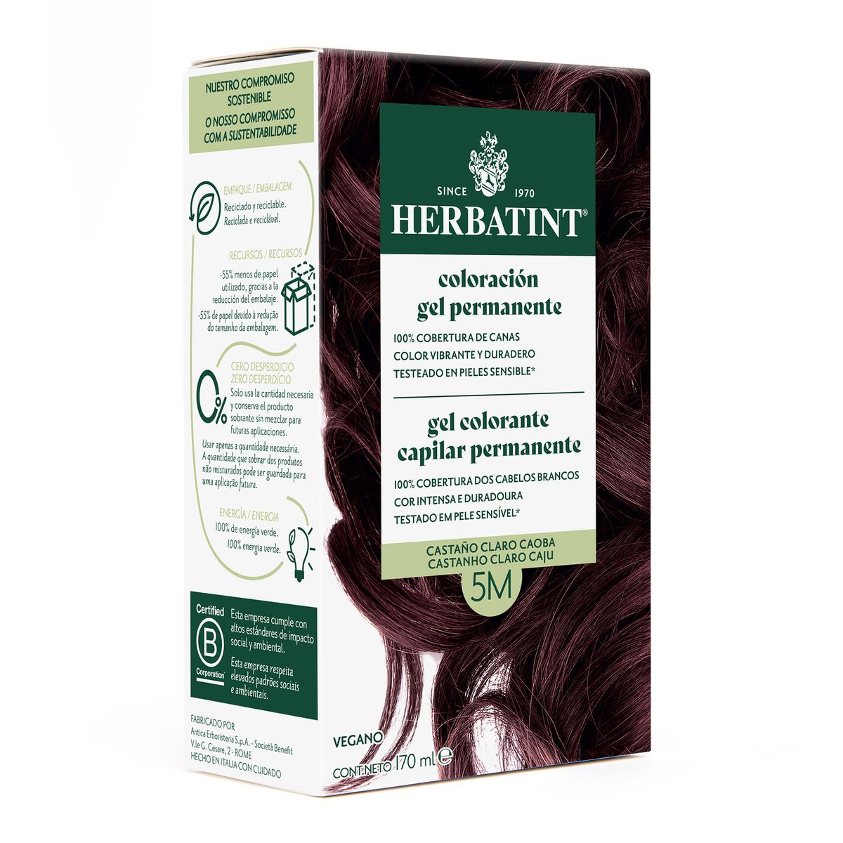 HERBATINT - 5M Castaño Claro Caoba - Tintura Permanente Natural
