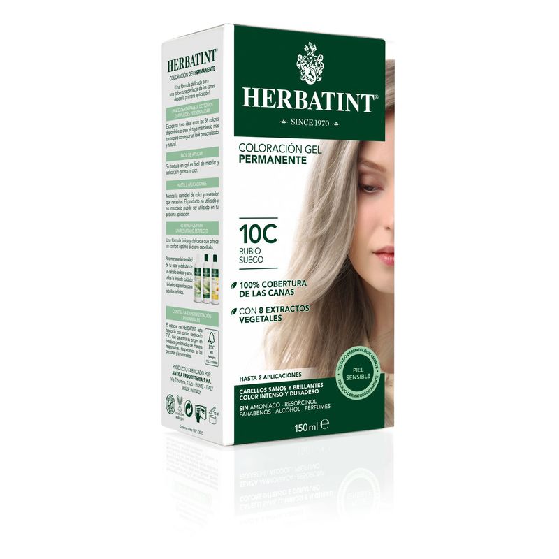 HERBATINT - Tintura Permanente 10C - Rubio Sueco