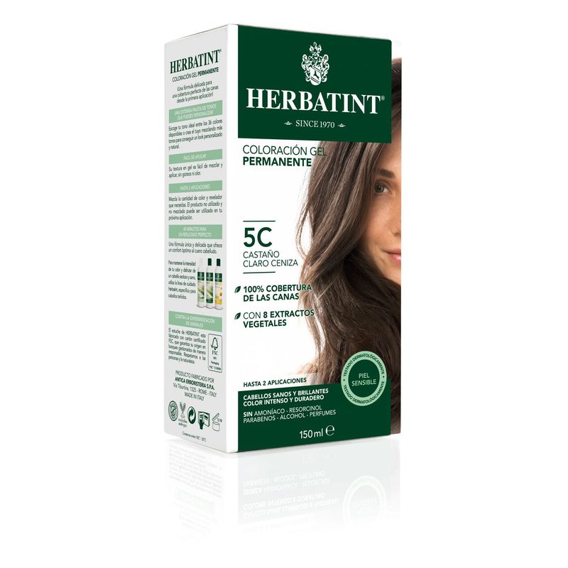 HERBATINT - Tintura Permanente 5C - Castaño Claro Ceniza.-