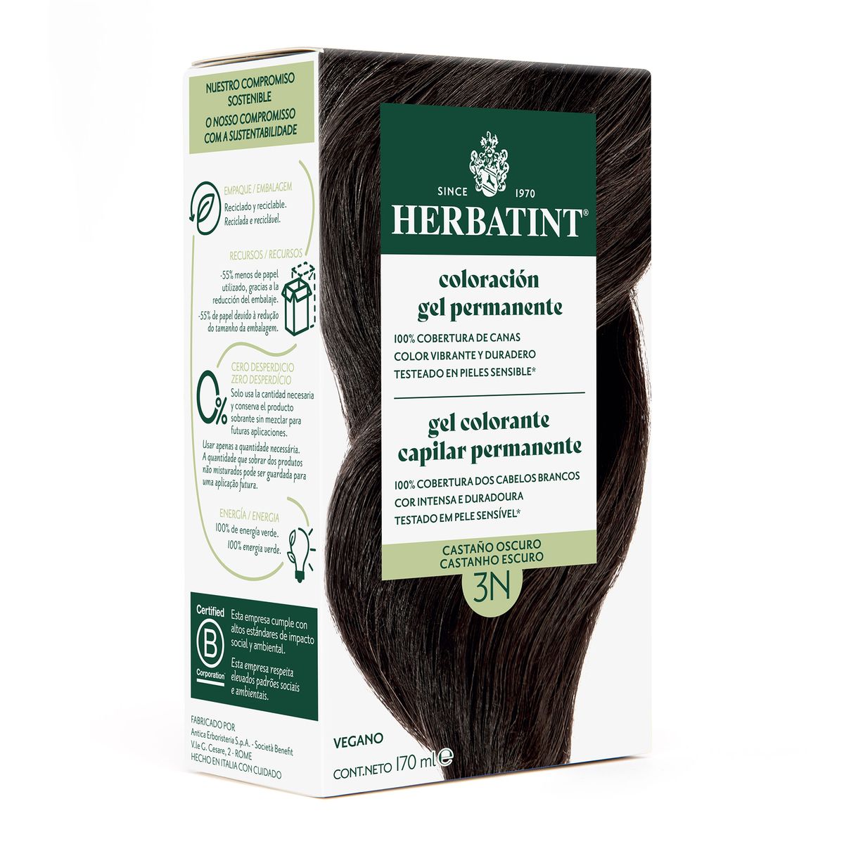HERBATINT - 3N Castaño Oscuro - Tintura Permanente Natural