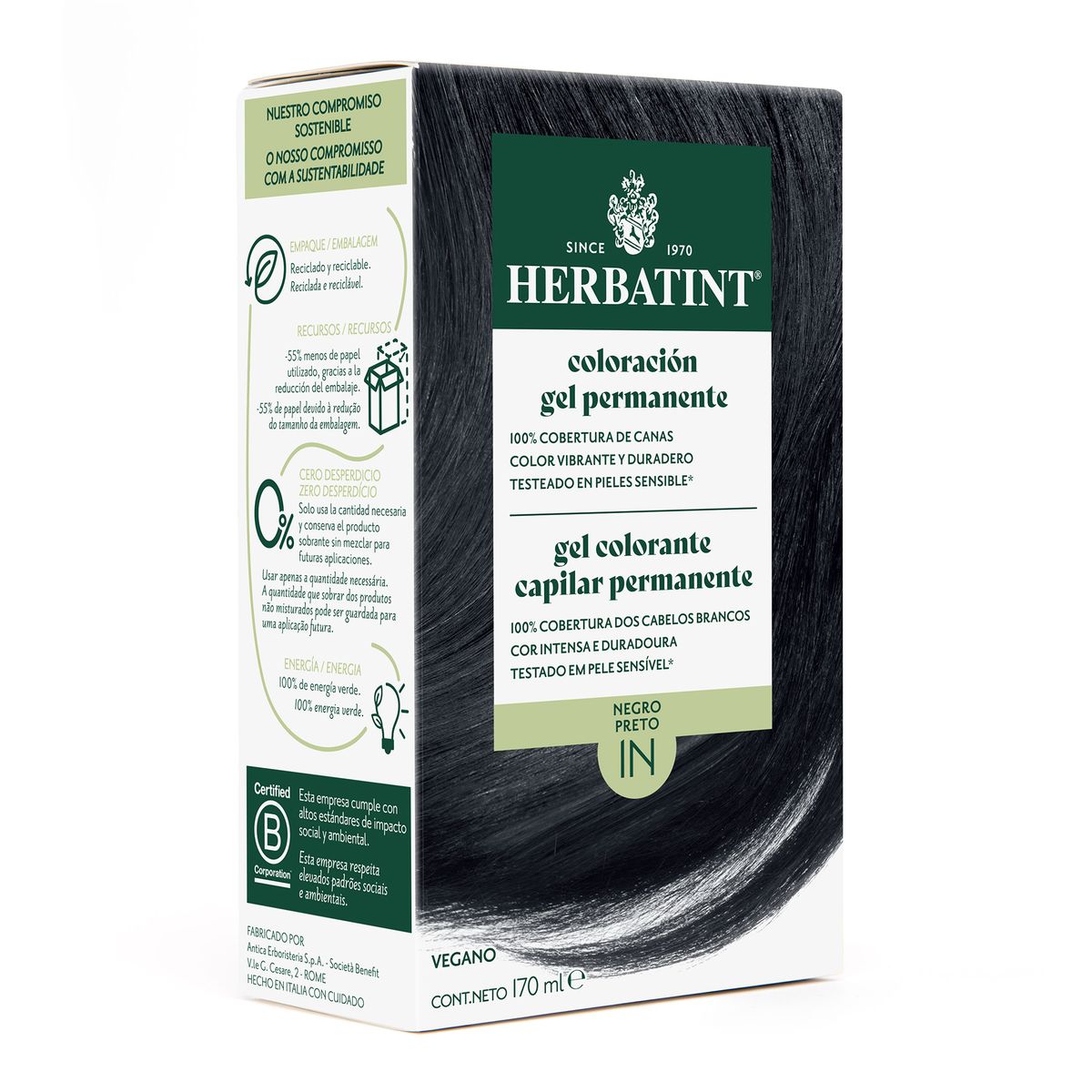 HERBATINT - 1N Negro - Tintura Permanente Natural