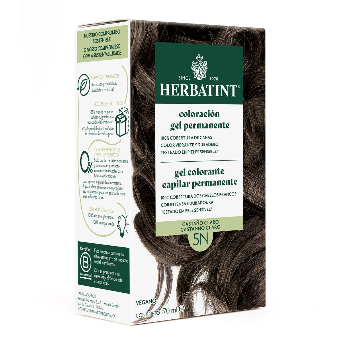 HERBATINT - 5N Castaño Claro Natural - Tintura Permanente Natural
