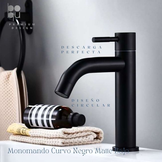 CASAS DEL BOSQUE - MONOMANDO CURVO NEGRO MATTE BAJO