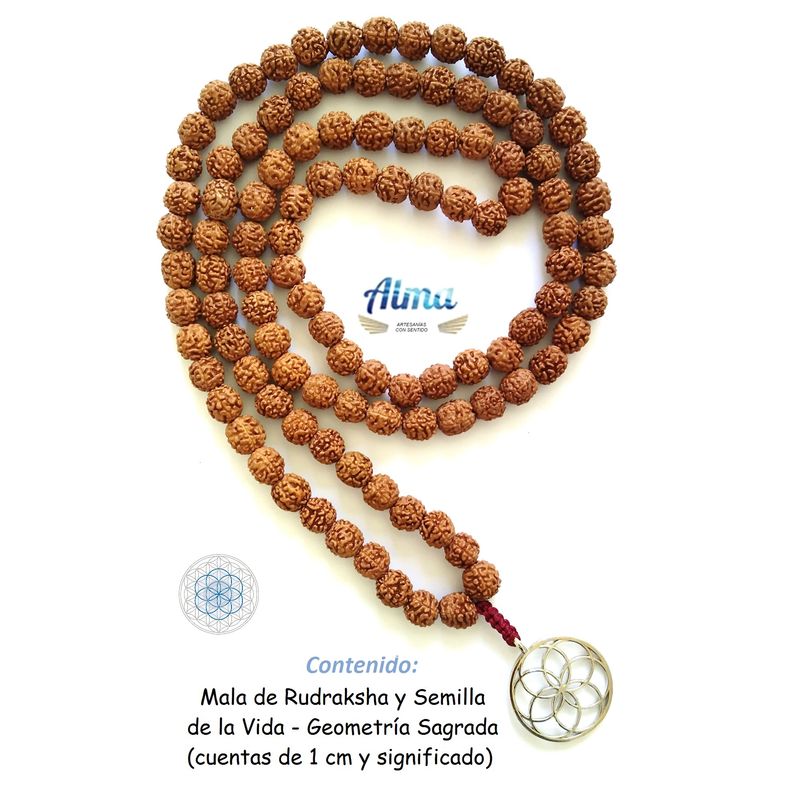 GENERICO - Japa Mala Semillas Rudraksha Natural 108 cuentas (collar)