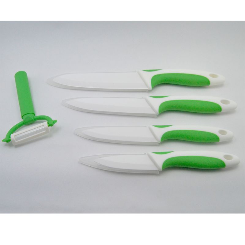 GENERICO - Set 5 Piezas Cuchillos Ceramica + Pelador Verde