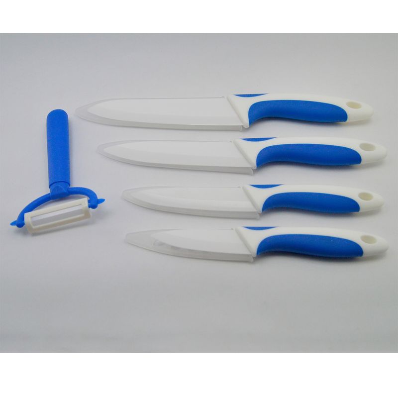 GENERICO - Set 5 Piezas Cuchillos Ceramica + Pelador Azul