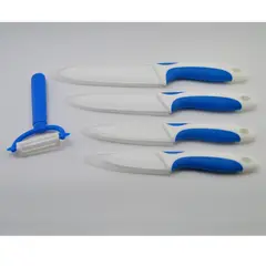 GENERICO - Set 5 Piezas Cuchillos Ceramica + Pelador Azul