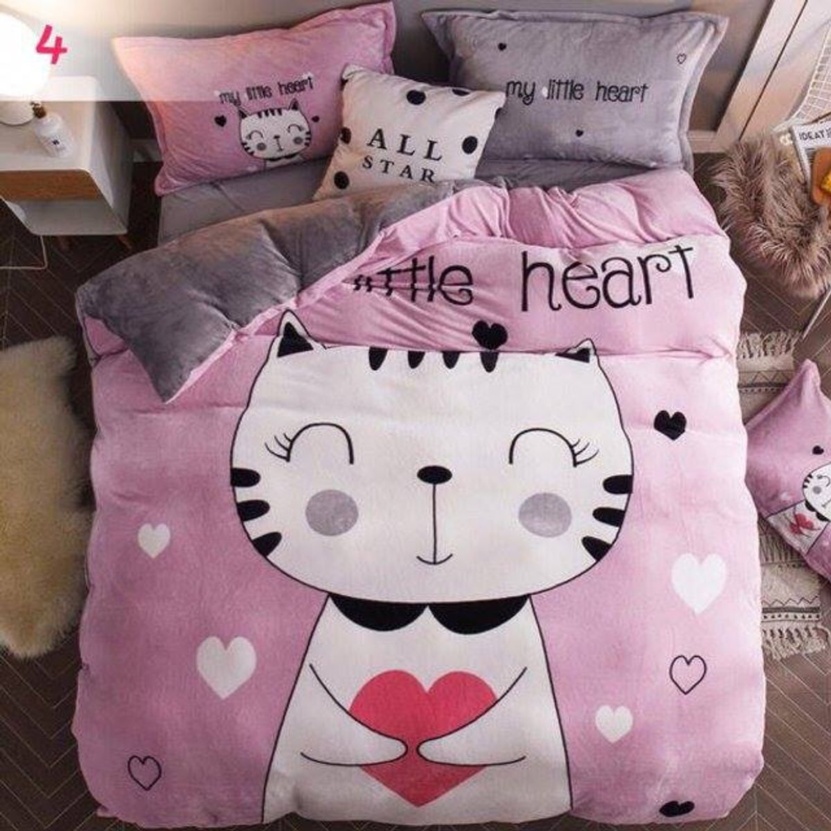 GENERICO - Cobertor Chiporro 1 1/2 Plazas - Little Heart Cat.