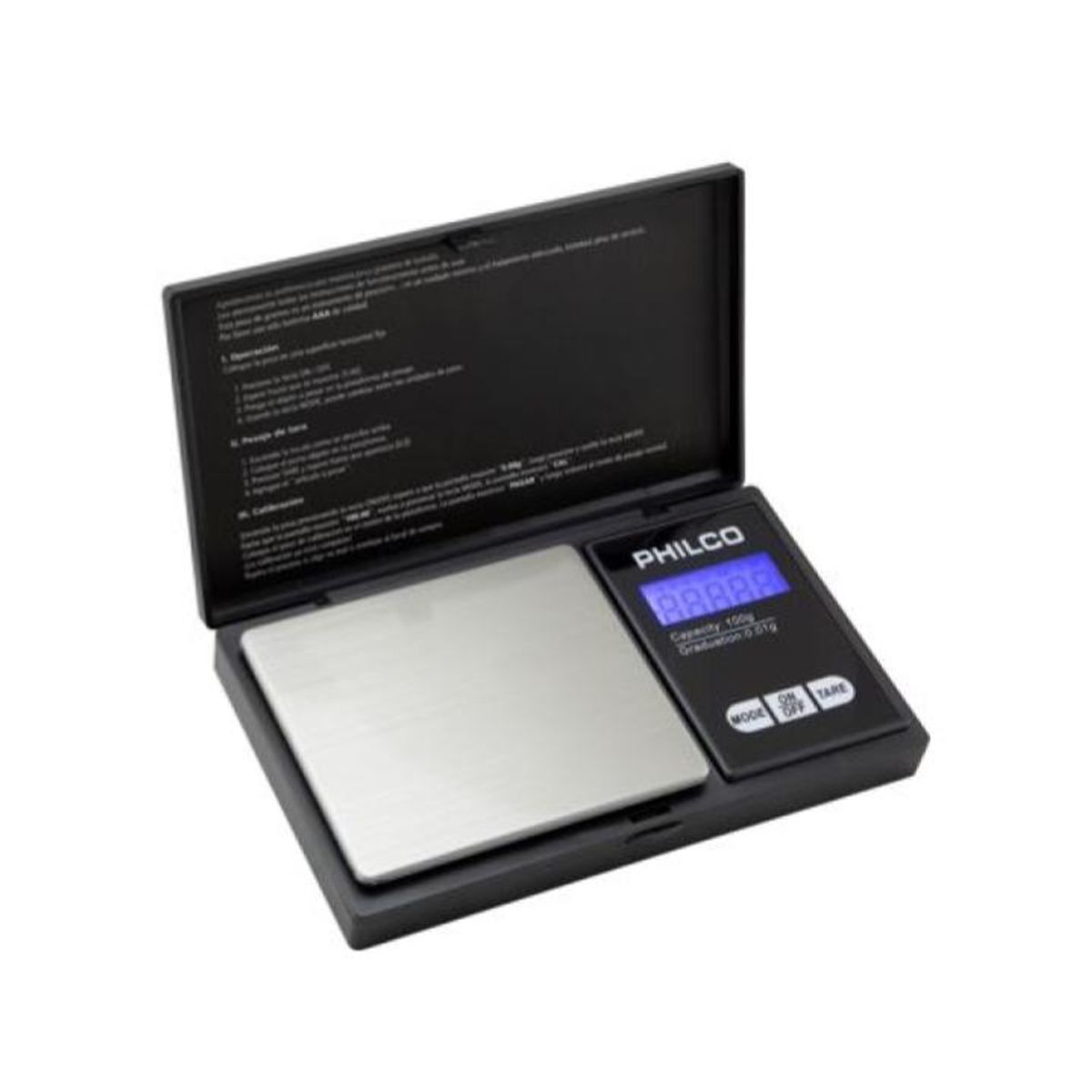 PHILCO - Pesa Gramera Digital Portatil 0.01 A 100 Gramos Negro Philco