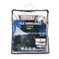 Vela Sombra con Luces Led en Borde, Gris Claro, Triangular 3,6 x lado
