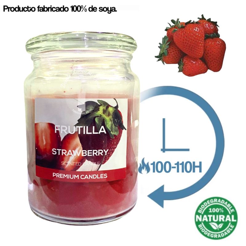 GENERICO - VELA  AROMATICA FRUTILLA JARRA DE VIDRIO