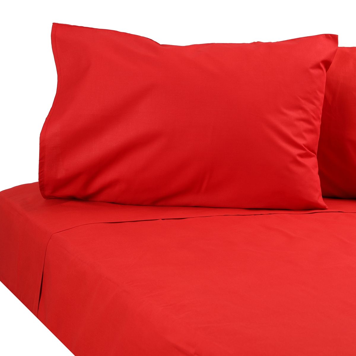 SUEÑO BLANCO - JUEGO DE SABANAS LISA 2 PLAZA ROJO