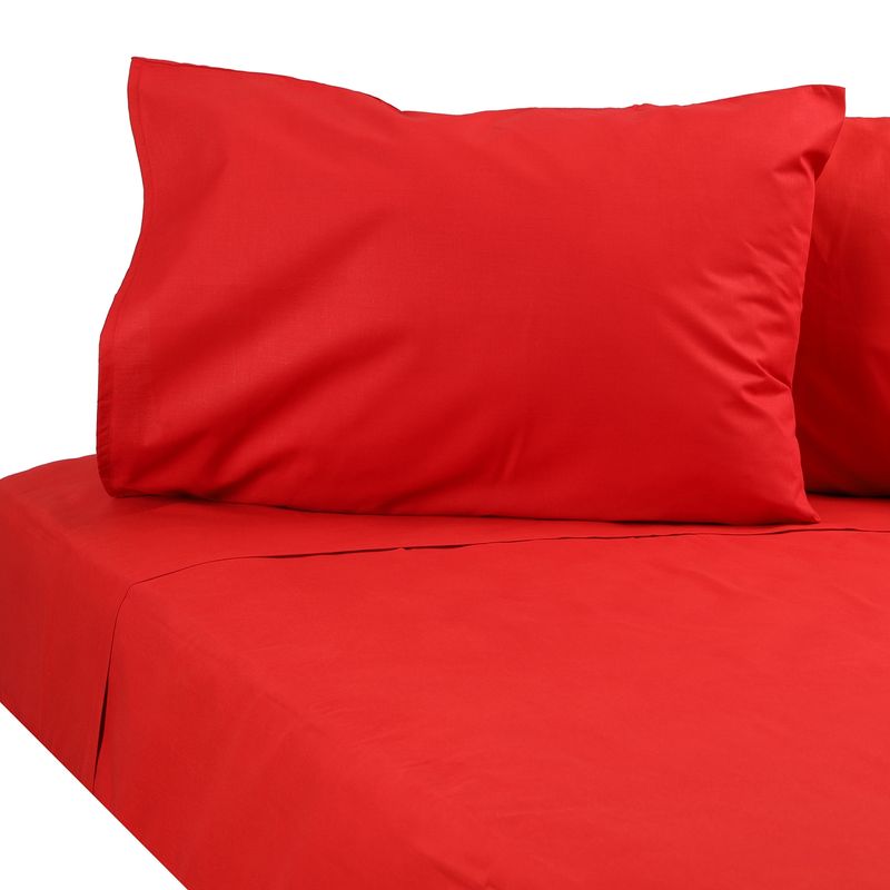 SUEÑO BLANCO - JUEGO DE SABANAS LISA 2 PLAZA ROJO.