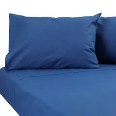 SUEÑO BLANCO - JUEGO DE SABANAS LISO 2½ PLAZA  AZUL