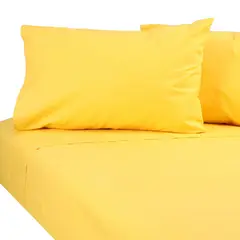 SUEÑO BLANCO - JUEGO DE SABANAS LISO 2 PLAZA AMARILLO.