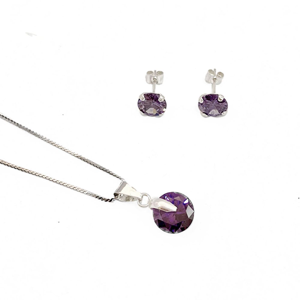 AMKALE - Conjunto Circón Plata Lila