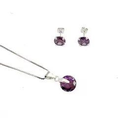 AMKALE - Conjunto Circón Plata Lila